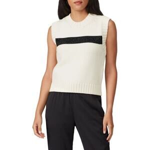 PHILOSOPHY DI LORENZO SERANFINI White Black Rhinestone Studded Wool Sweater US 6